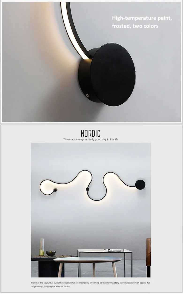 Moderno e Minimalista Lâmpada de Parede Pintura de Ferro Sala de Estar Conduziu a Iluminação Ac96-265v do Quarto Criativo Preto Branco Levou Interior Decoração Faça Você Mesmo - 13 AC96-265V do Quarto sala de estar decoração DIY CONDUZIU a iluminação
