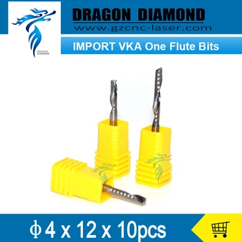

Import Material 10 Pcs Single Flute Spiral Cutters 4 x 12mm Carbide CNC Router Bits, End Mill Tools for Wood Acrylic PVC