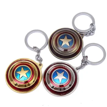 

Rotatable Captain America Shield Keyring Keychain The avengers Keychain Holder Chaveiro Llavero Porte Cosplay Key Ring Toys