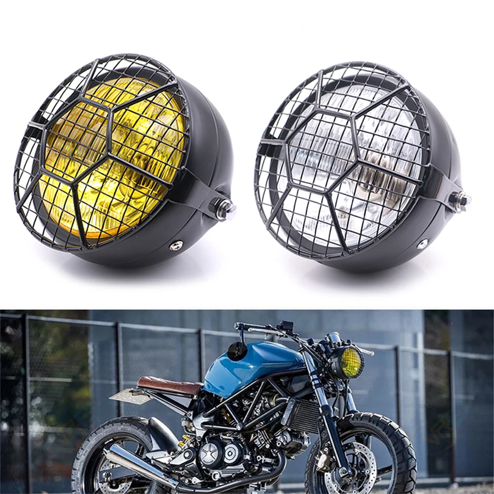 Мотоцикл фара гриль налобный фонарь для Harley Honda Yamaha Suzuki Kawasaki винтажный головной свет для кафе гонщик на заказ чоппер