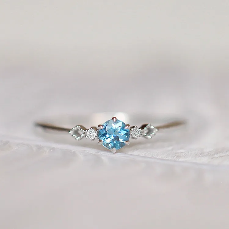 Милое женское кольцо со светло-голубым камнем, модное серебряное обручальное кольцо, ювелирное изделие, Помолвочные кольца для женщин
