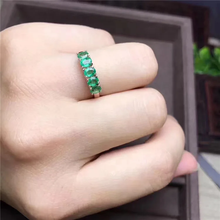 925 Sterling Silver Oval Cabochon Emerald Stone Ring Details about   Natural Emerald Ring 