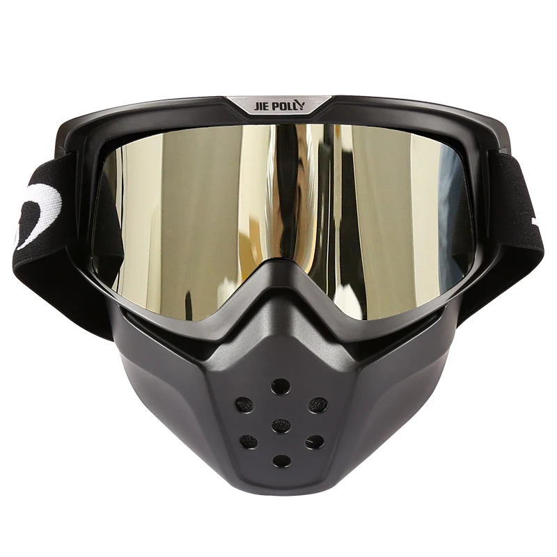 NEW Retro Motorcycle Goggles Glasses Face Dust Mask Detachable