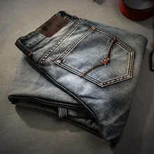 FAVOCENT Brand Jeans Retro Nostalgia Straight Denim Jeans Men Plus Size 28-38 Casual Men Long Pants Trousers Brand Biker Jean