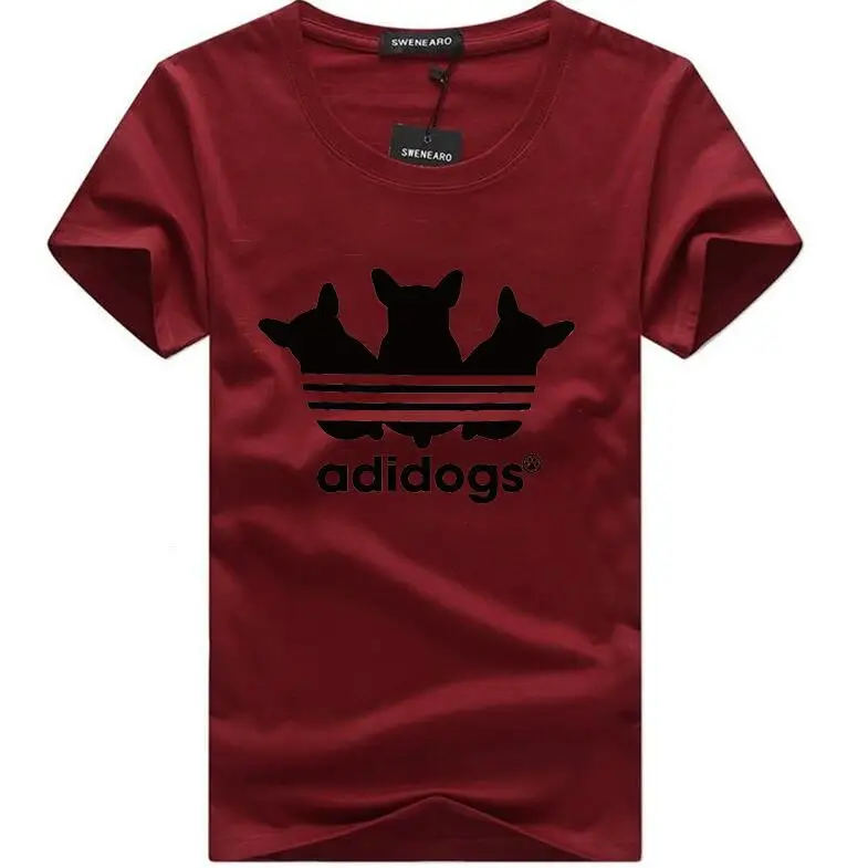 SWENEARO летняя новая одежда с круглым вырезом и коротким рукавом, Мужская футболка с принтом Adidogs, повседневные мужские футболки, топы 5XL