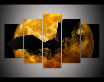 

Print Framed crazy Halloween picture black bat orange moon poster home decor wall art print Halloween Painting on canvas /PT0036