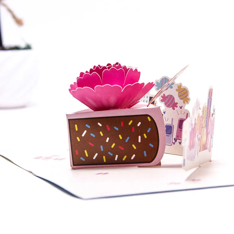  3D Laser Cut Handmade color printed Happy Birthday To You Dessert Cake Paper Invitation Greeting Ca - 32839517994