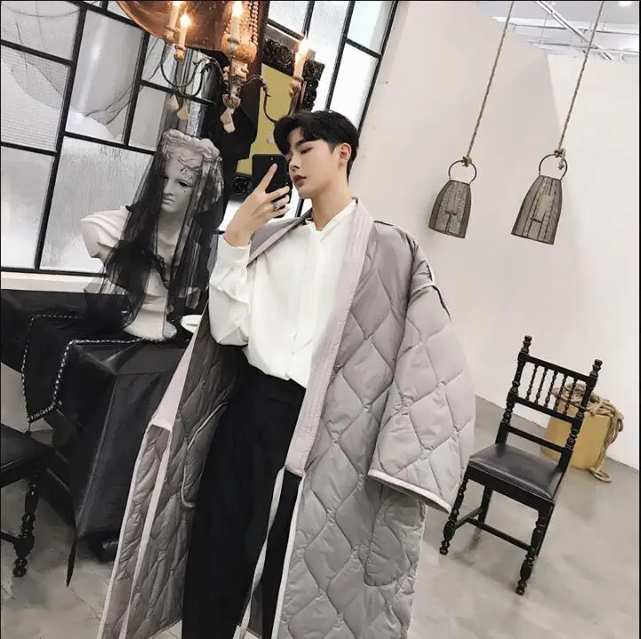 

Sunwang Loose Long Jacket Men Brand Fashion Stand Collar Male Parka Jacket Mens Solid thin Jackets and Coats Man Winter Parkas
