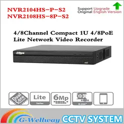 Оригинальный NVR2104HS-P-S2 4/8 NVR2108HS-8P-S2 канала POE NVR 1U сети видео регистраторы Full HD 6MP запись для IP камера