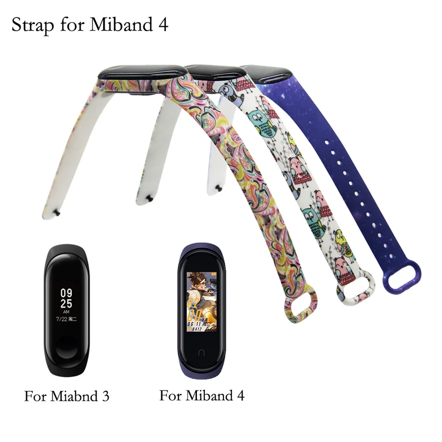 Браслет для xiaomi mi Band 4 3 ремешок с принтом часы силиконовый браслет band