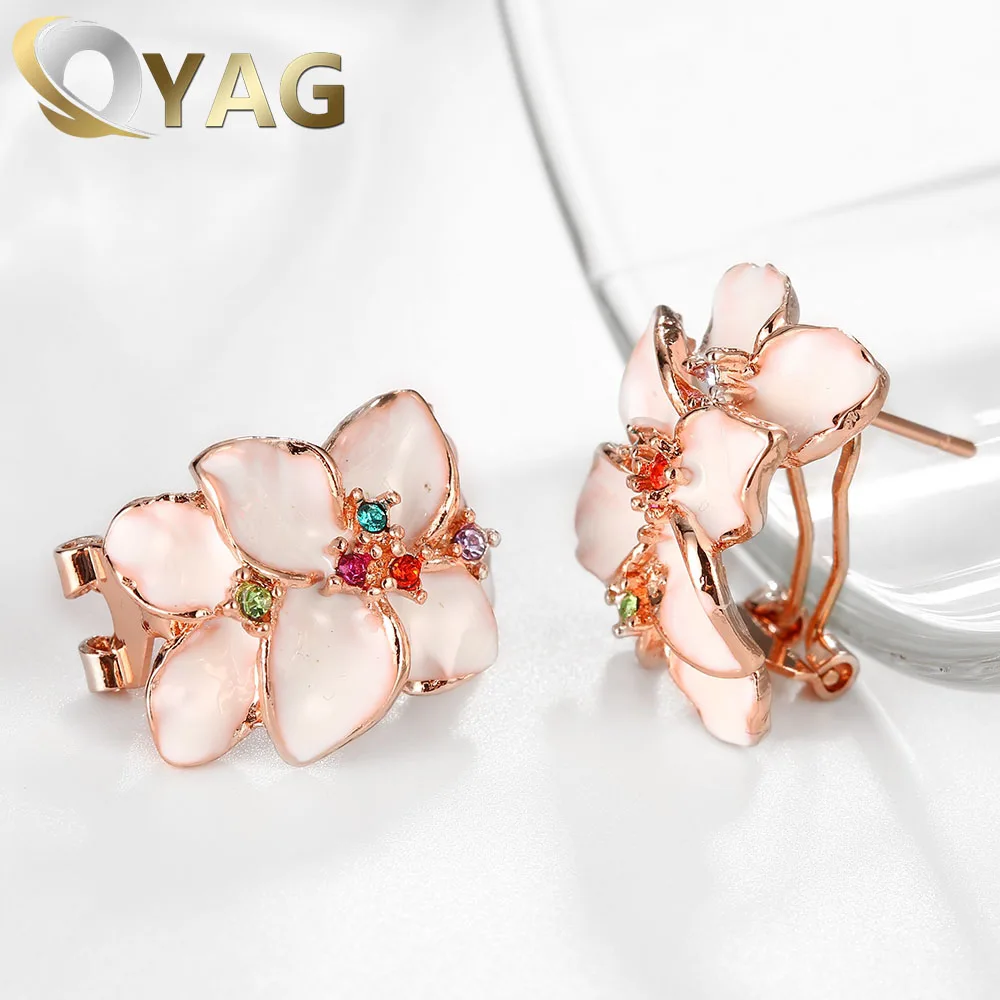 INALIS Elegant Large Flower Hoop Earrings For Women Rose Gold Colorful