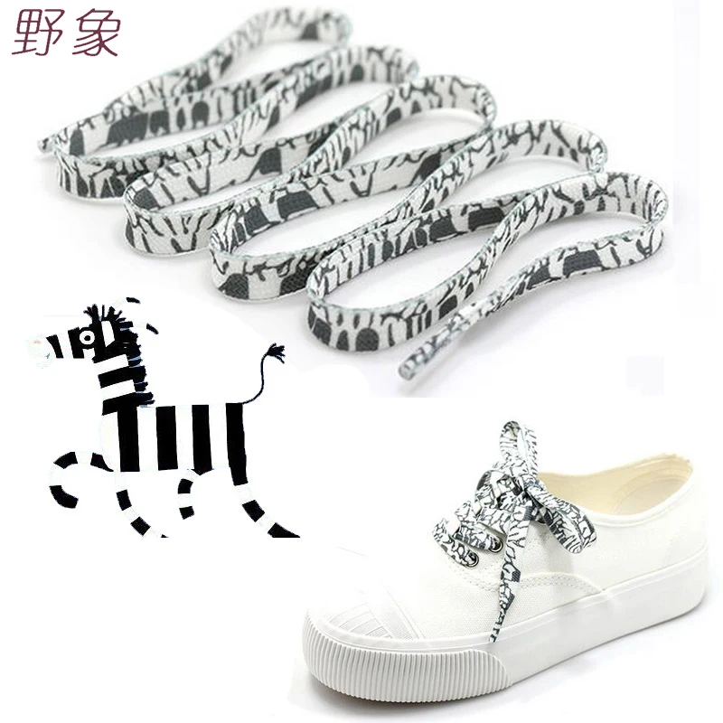 

zebra Black and white shoelace decoration Pattern Colored Shoe Laces Flat Shoelace England Style Shoe Lacing Shoelaces printing