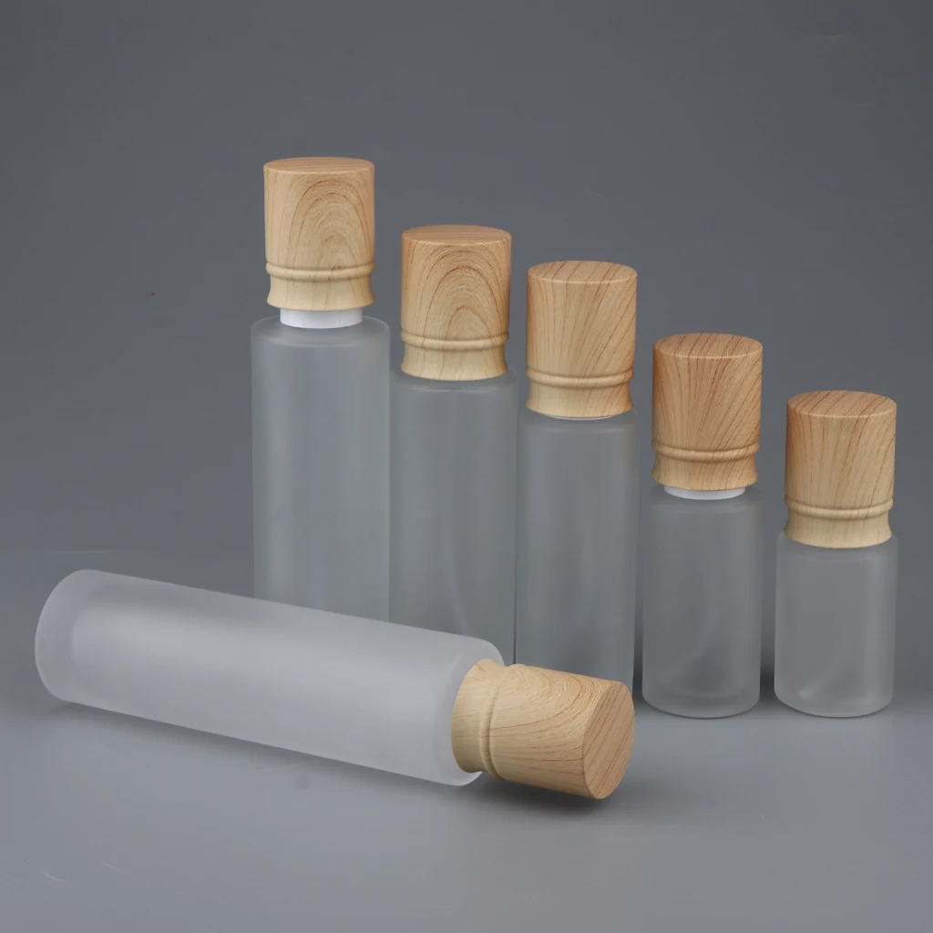 Portable Refillable Mat Glass Fine Mist Perfume Spray Bottle with Wood-like ABS Lid Empty Sprayer Container