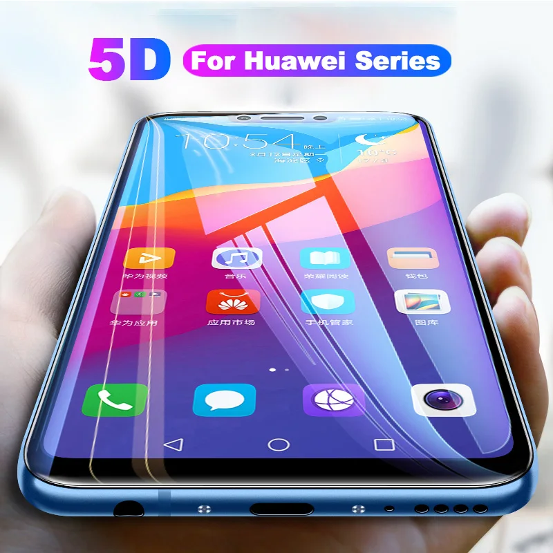 

5d Protective Glass Honor 10 9 9i 7c Play Tempered Glas Screen 9h Protector Case On For Huawei Honor10 Honor7c pro Full Cover
