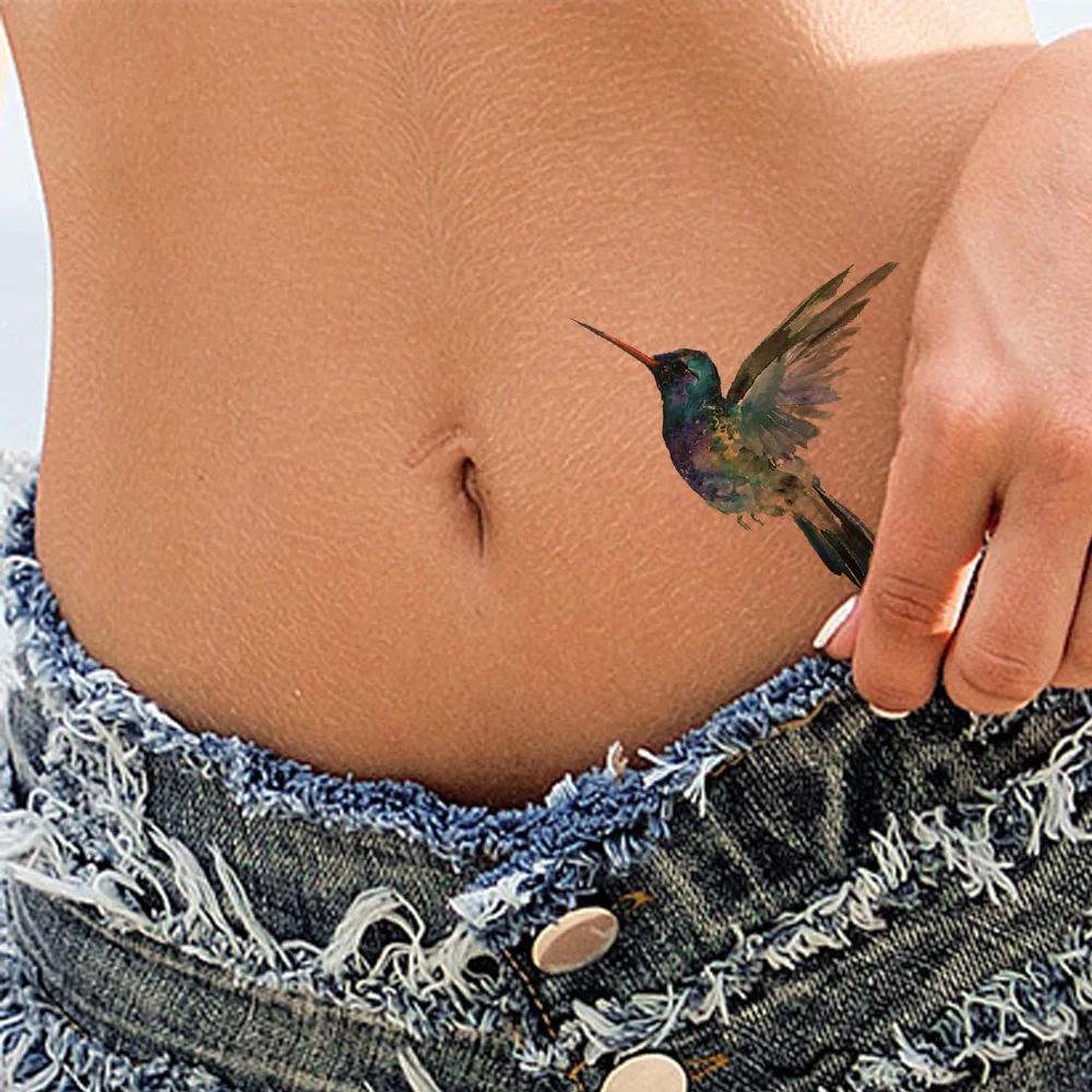 

VANKIRS Watercolour Women Tattoo Sticker Flash Hummingbird Girls Tattoos Temporary Cosmetic Small Sexy Fake Tatoos Self Adhesive