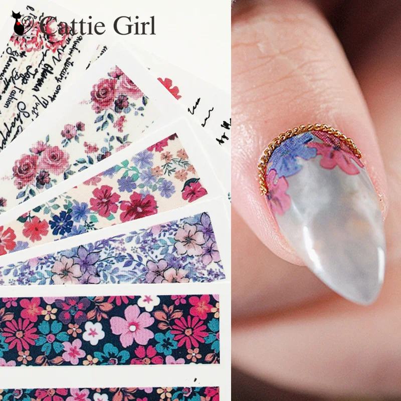 1 лист цветок бутон 3D дизайн ногтей переводные наклейки DIY японский розы