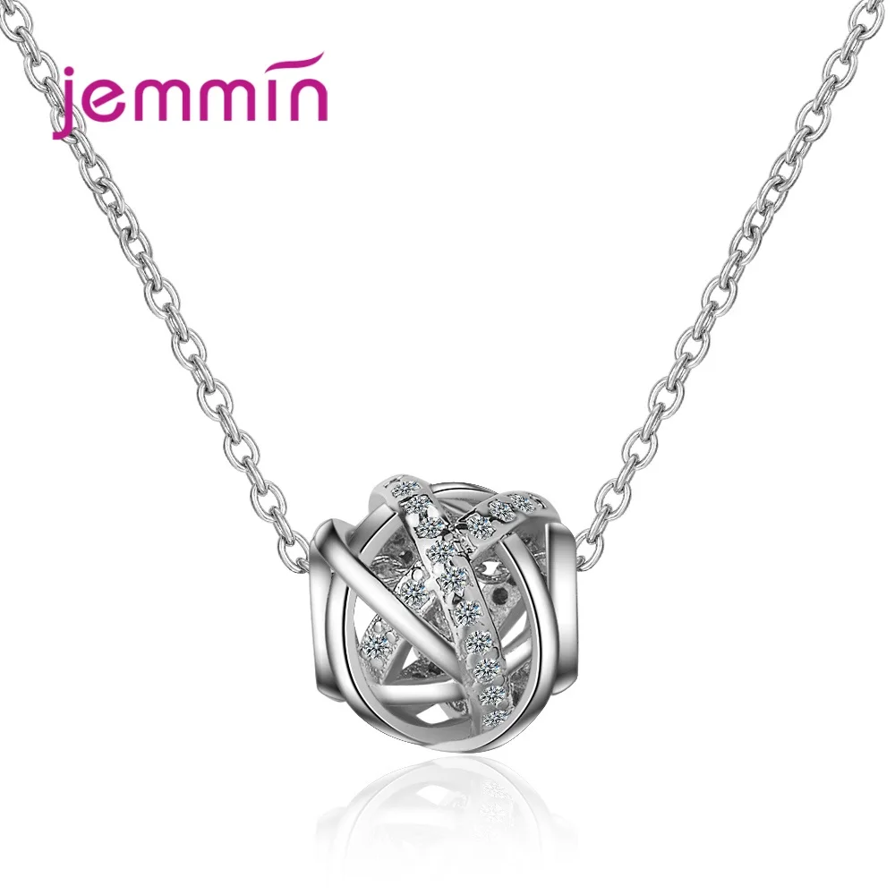 

Women Summer Style Charm Pendant Necklace Pure 925 Sterling Silver Ball Shape Necklaces For Birthday Party Jewelry