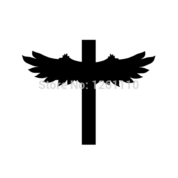 50 pcs lot Religious Decal Cross with Wings Sticker Religion For Laptop SUV Car Truck Window