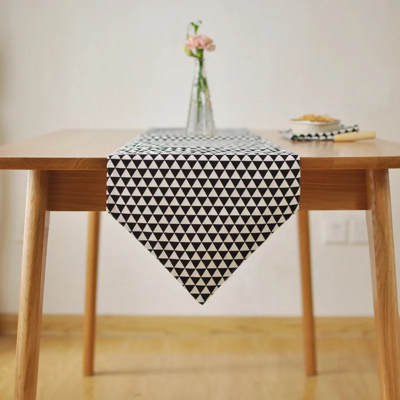

Nordic simple modern geometric table runners for wedding black table flag tea table flag covering cloth bed table runne