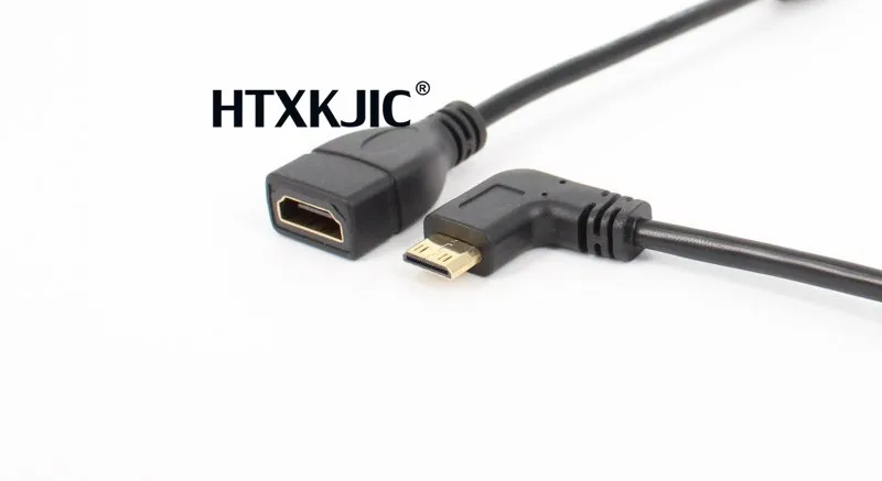 До Подпушка правый левый угловой Mini HDMI к HDMI мужчин и женщин кабель 10 см для портативных ПК HDTV Тип C HDMI Mini HDMI Угловой адаптер
