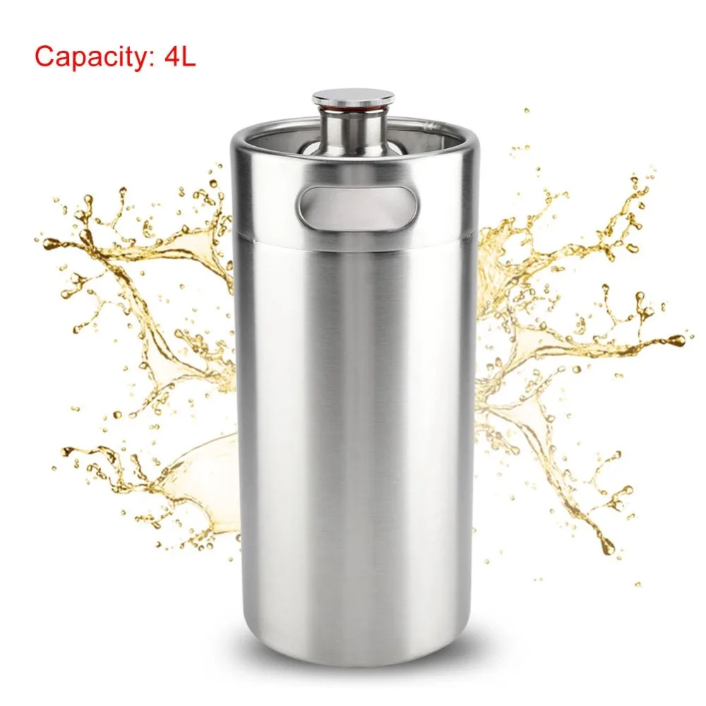 

4L Mini Stainless Steel Beer Barrel with Spiral Cover Lid Practical Home Hotel Supplies