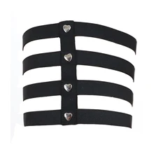 Высокое качество пикантные Для женщин упругих ног кольцо подвязки панк сердце кольцо на бедро Панки готы Harajuku восточном заклепки черный