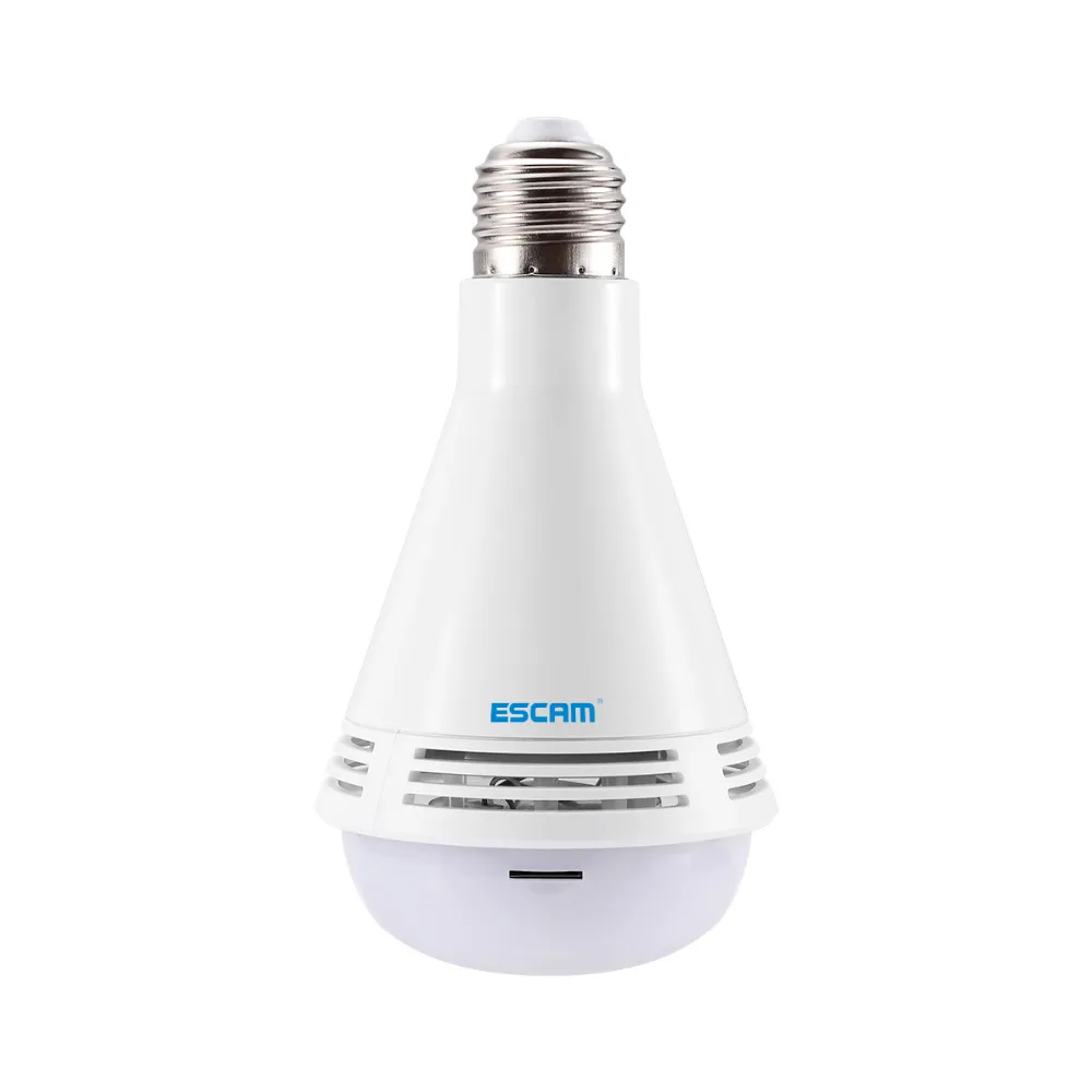 

ESCAM QP137 1080P WiFi Bulb Lamp IP Camera 2.0MP HD Panoramic Fisheye Security Camera with Bluetooth Speaker, White LED