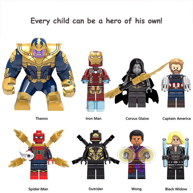 For legoings Super hero Iron man Black widow Spider man Thanos legoing model building kits blocks toys The avengers FigureS hot