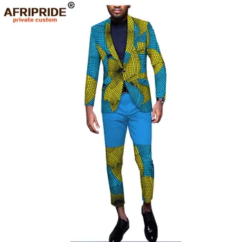 

africa print fashion suit for men AFRIPRIDE tailor made single button top+ankle length slim pants smart casual set A1816006
