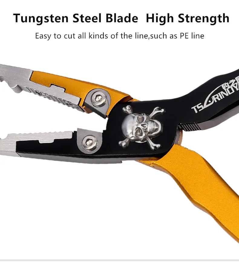 Alicates de Pesca Ferramenta de Pesca Alicate de Pesca Tsurinoya Aviação Alumínio-liga Multifunction Pesca Alicate Pince 17.5 cm 95g 8 Aviação Alumínio-liga Ferramenta de Pesca Alicate De