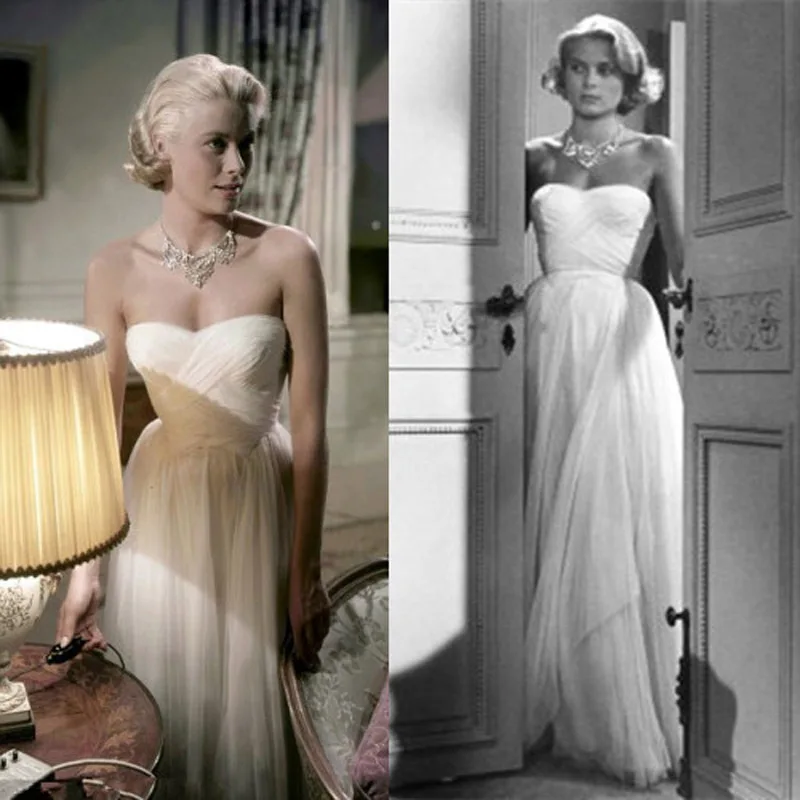 grace kelly white chiffon dress