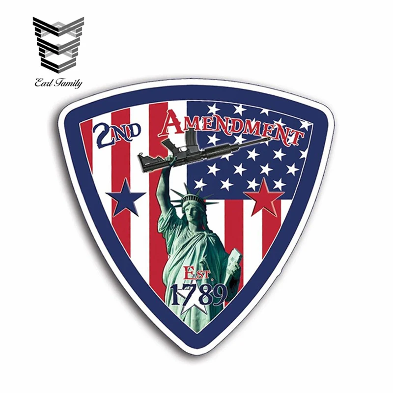 

EARLFAMILY 12cm X 12cm Lady Liberty 2nd Amendment Flag Sticker Decal Car Truck Laptop Graphic Cup USA Motor Auto Decoration