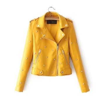 

motorcycle Women Loose Faux Leather Jacket Classic Retro Rivet Moto Biker Jacket Ladies Basic Coat Plus Size Girl Outerwear