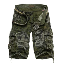Дропшиппинг мужские камуфляжные шорты летние армейские шорты Cargo Шорты для тренировок Свободные повседневные брюки размера плюс 29-40 без пояса