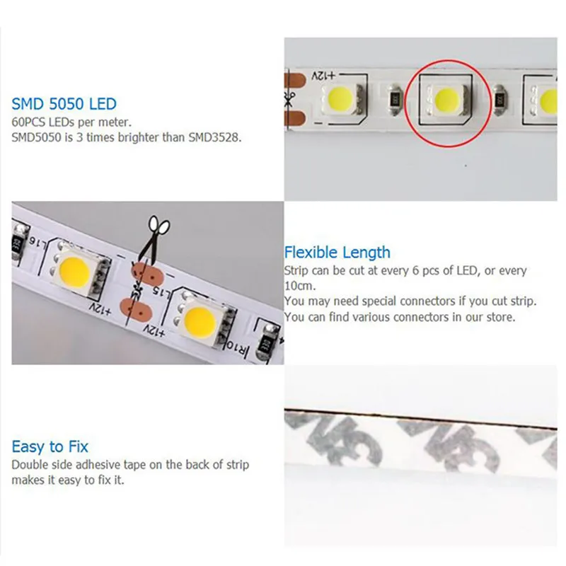 5 м 5630 5050 3528 SMD Светодиодные ленты светильник DC12V 5 м 300 светодиодный гибкий IP20 белый/теплый белый RGB не обладает водонепроницаемостью: светодиодный светильник