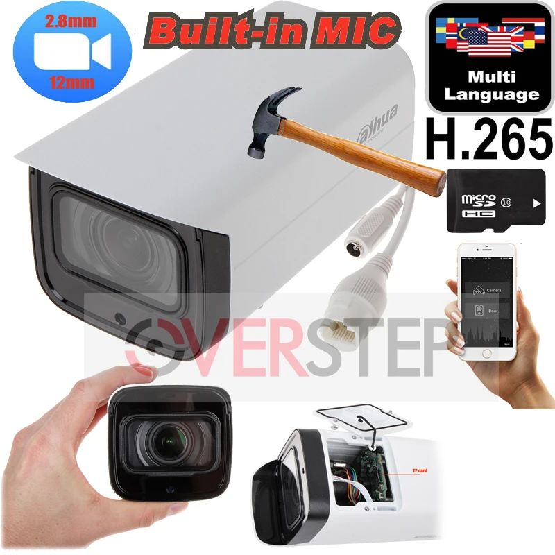 

Original Dahua DH-IPC-HFW4433F-ZSA Starlight Camera 2.7mm ~13.5 mm varifocal motorized lens IR80M MIC Built in IPC-HFW4433F-ZSA
