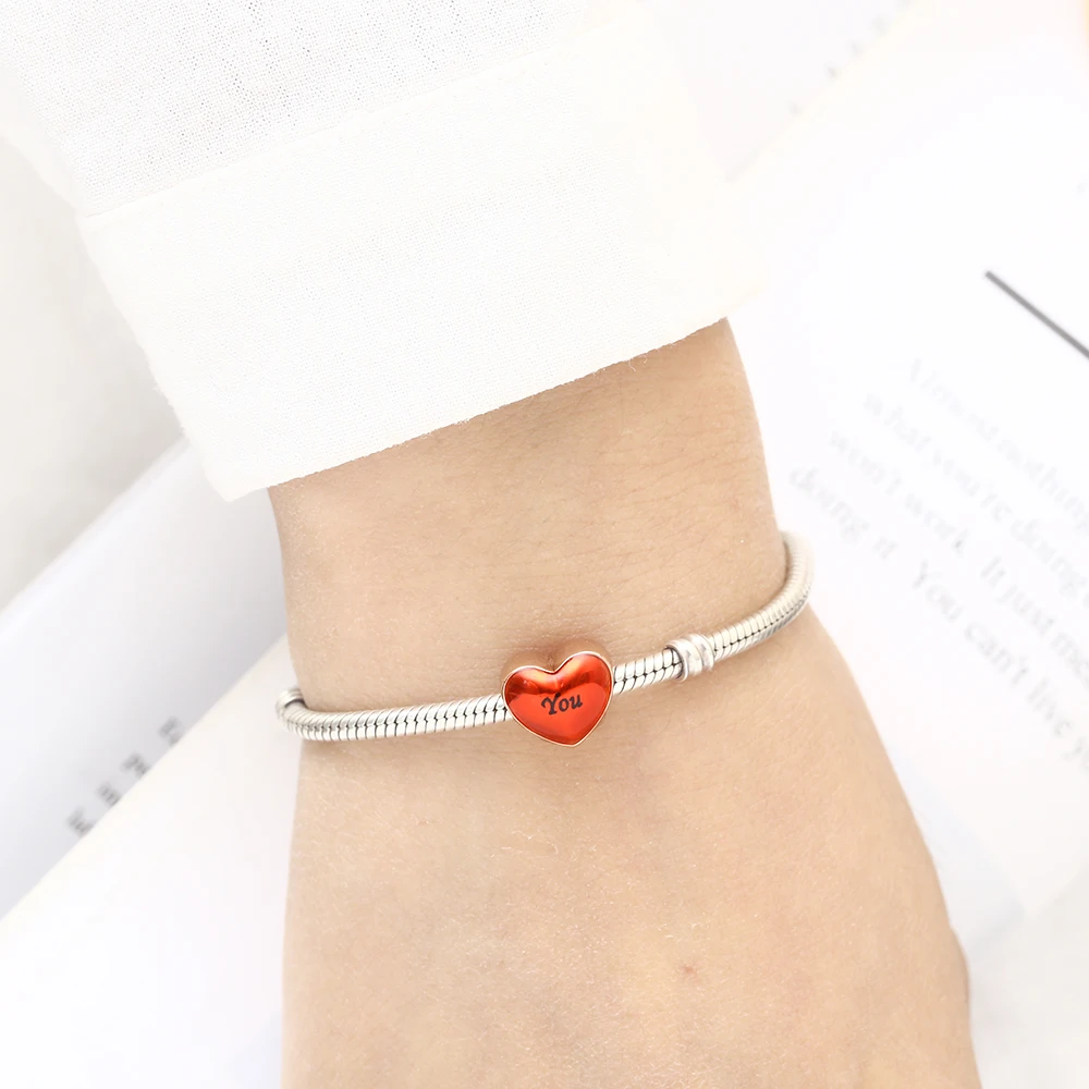 RainMarch Fits Pandora Charms Bracelets Original 925 Silver Charms Wholesale Red Heart Beads Women Jewelry Making Dropshipping (9)