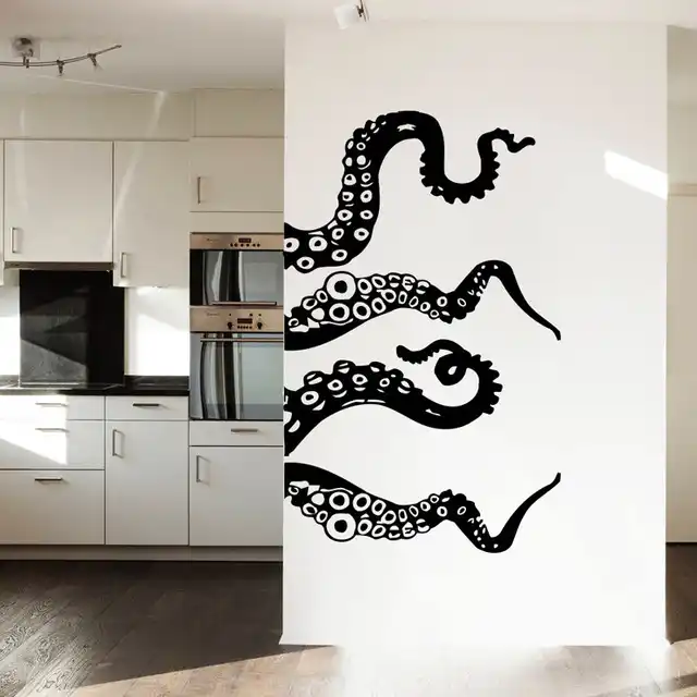 Mctum Brand Wall Decal Vinyl Art Design Murals Octopus Tentacles Fish Deep Sea Ocean Animals Fashion Bedroom Bathroom Home Decor Home Decor Decoration Designwall Decals Aliexpress