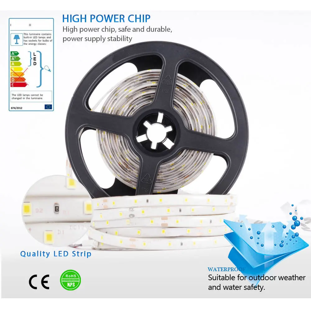DKG Светодиодная лента 5 м RGB 5050 2835 SMD Водонепроницаемая IP20 IP65 60 светодиодов/м 12 В