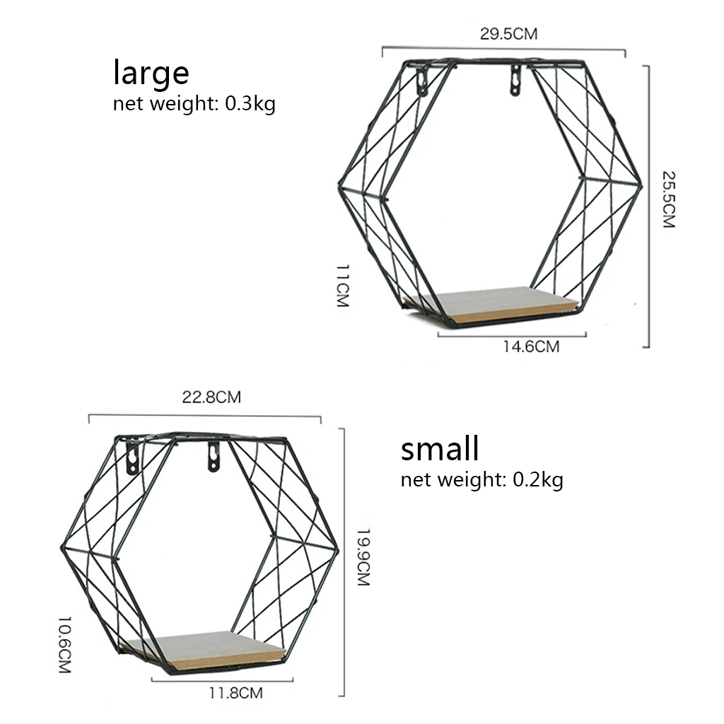 Деревянный железный арт шестиугольная сетка полка для хранения на стене настенный геометрический рисунок украшение стены для гостиной спальни J23