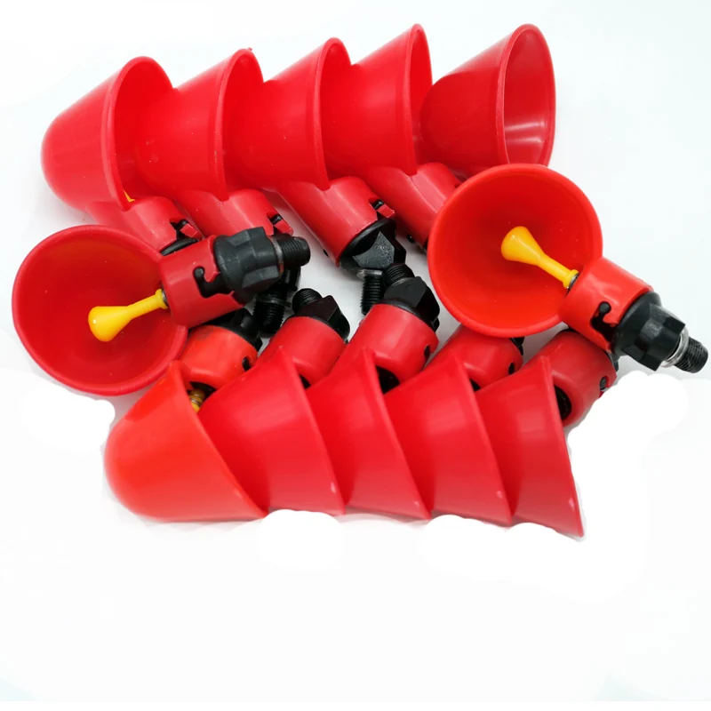 Newest 50 Pcs Chicken Bird Automatic Drinking Cups Chicken Coop Waterer Quail Nipple Drinker Thread Drinker Water Bowl