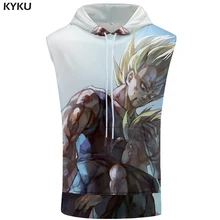 KYKU Dragon Ball топ с капюшоном рубашка Гоку война без рукавов желтый свитер жилет Стрингер мужская одежда хип хоп рок