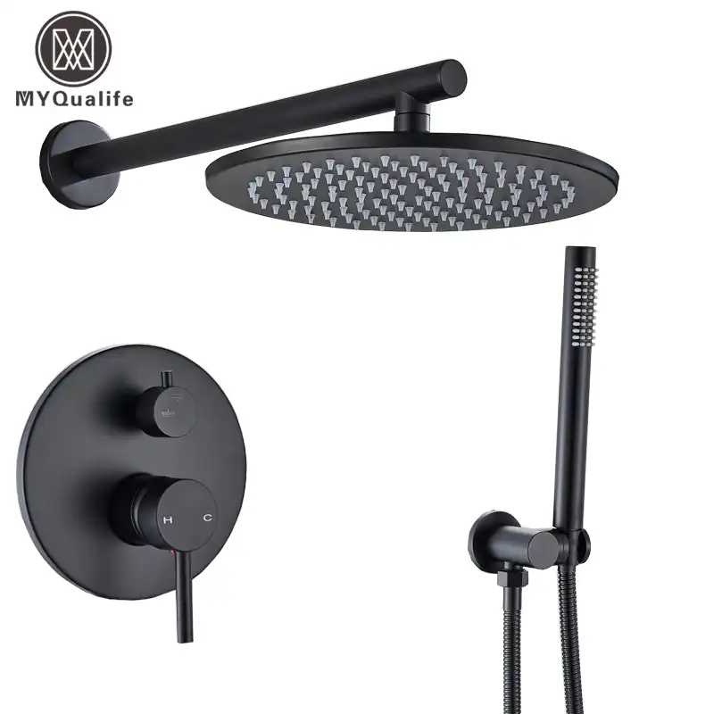 Grifo mezclador de ducha de pared negro Grifo de ducha de baño de latón