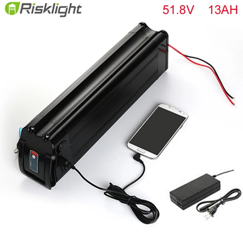 52V Electric Bike Battery Replacement 52V 13AH Li ion Silver fish