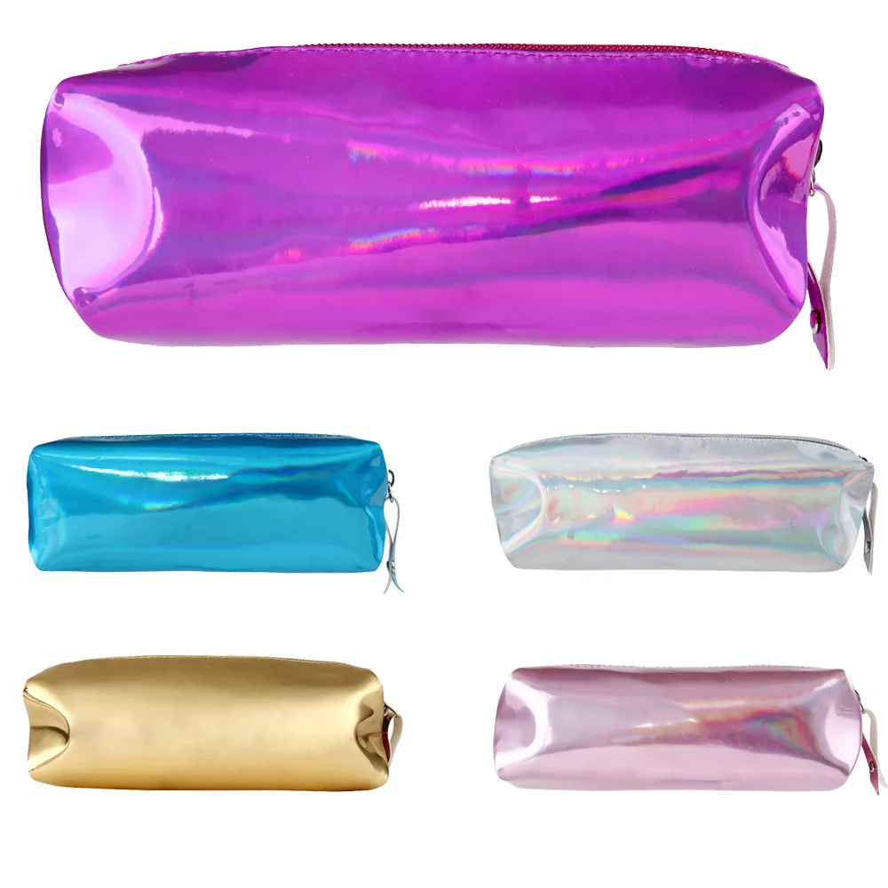 

HUAMIANLI Fashion Hologram Pencil Case Pen Holder Makeup Boxes Zipper Comestic Storage Bag Dropshipping Apr30 HW