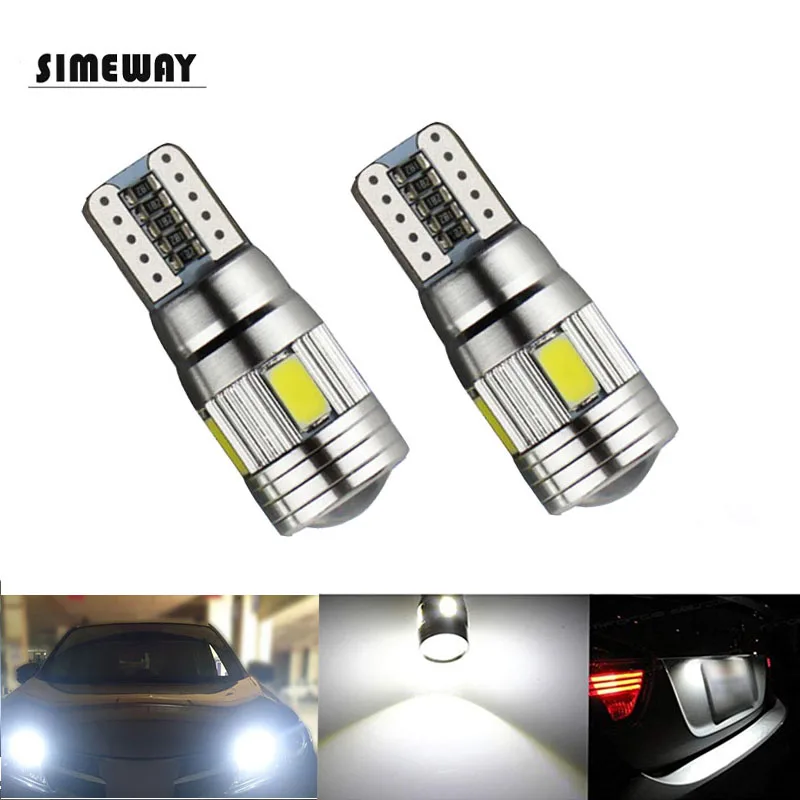 

Simeway 2PCS 12V Canbus T10 led W5W 5630 6smd Car LED light Bulbs NO ERROR Clearance Light White Blue T10 Bulbs Replacement