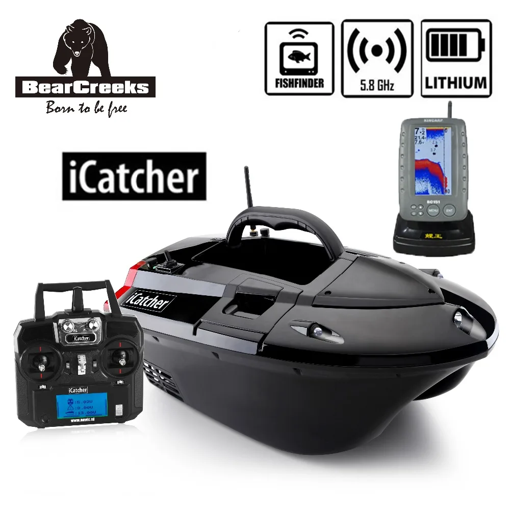 BearCreeks iCatcher V3 приманка для ловли карпа лодка с BC151 цветной рыболокатор 500 м Радиоуправляемый пульт дистанционного управления 4000 г наживка лодка