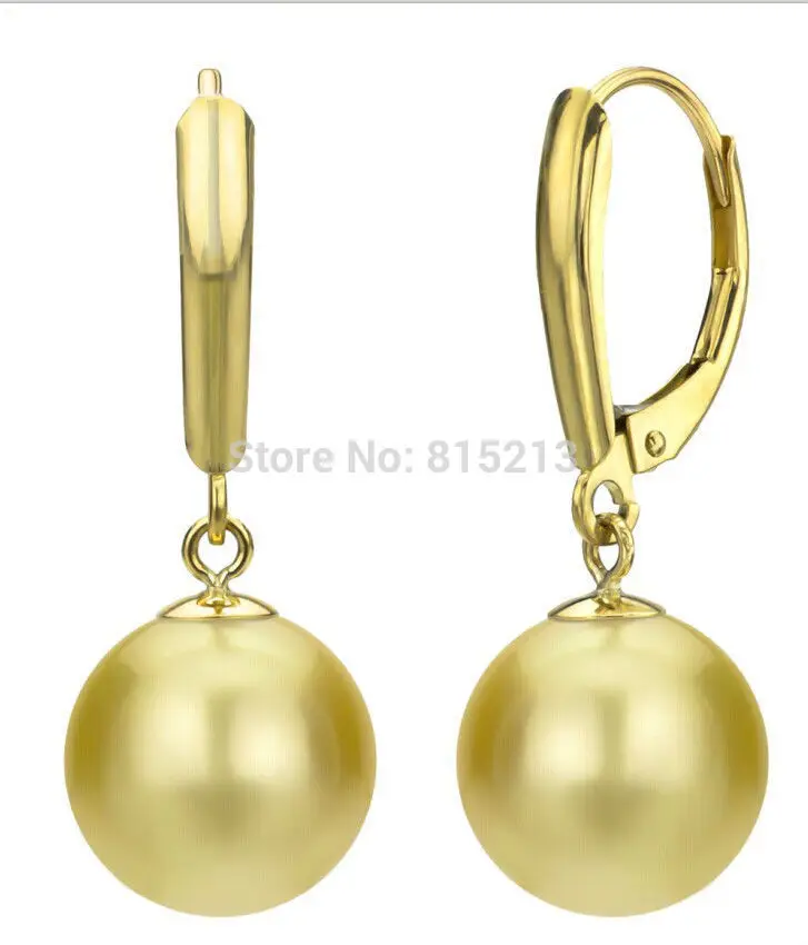 

hot sell new - wb00464 AAA 10-11MM Australian south sea gold pearl earrings