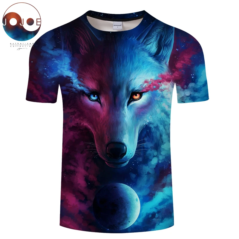

Where Light And Dark Meet by JoJoesart Wolf 3d T-shirt Drop Ship Top Tee Short Sleeve Camiseta Round Neck Tshirt Fashion T-shirt