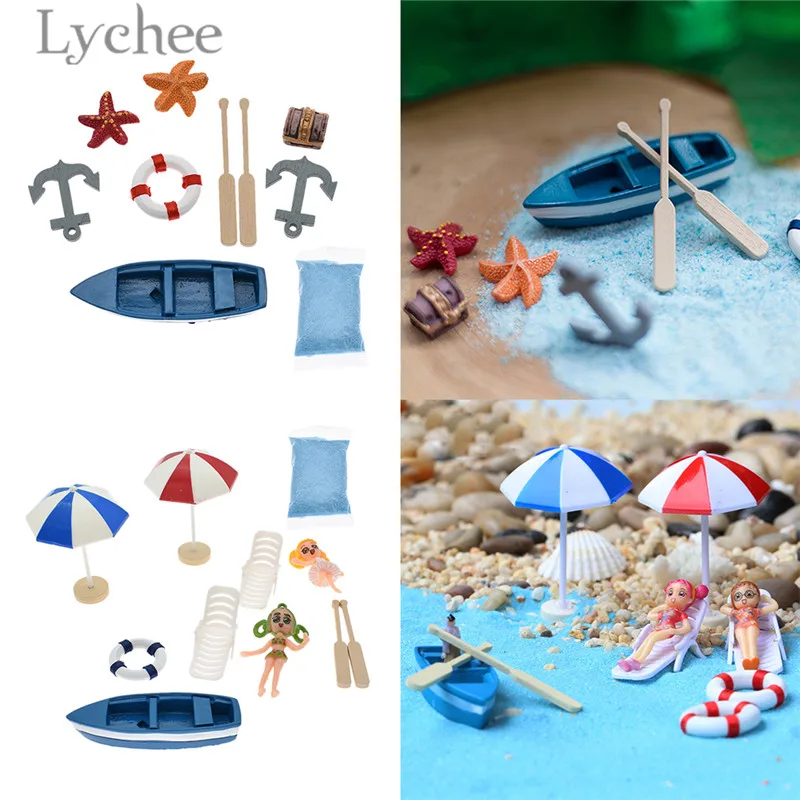 Lychee 1 Sets Sandy Beach Miniatures Sea Theme Sand Tray Models